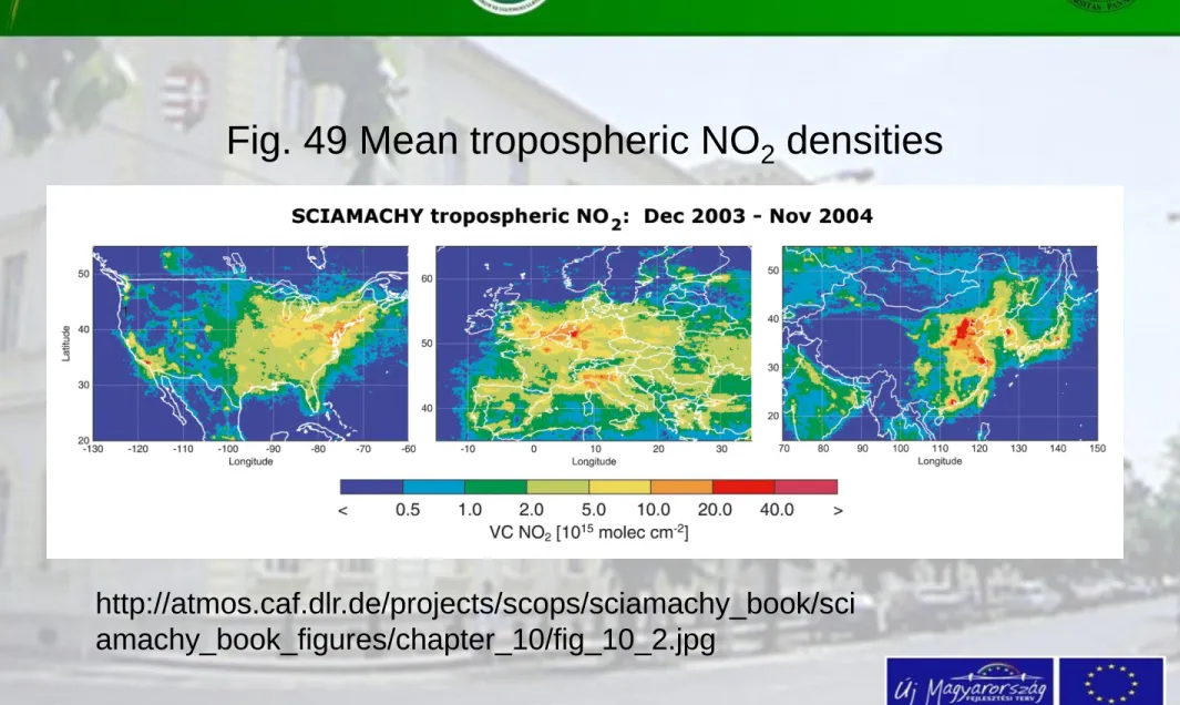 Fig. 49 Mean tropospheric NO 2  densities  