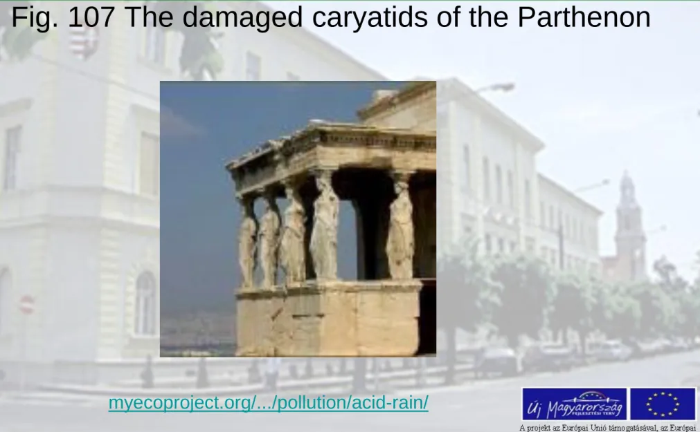 Fig. 107 The damaged caryatids of the Parthenon 