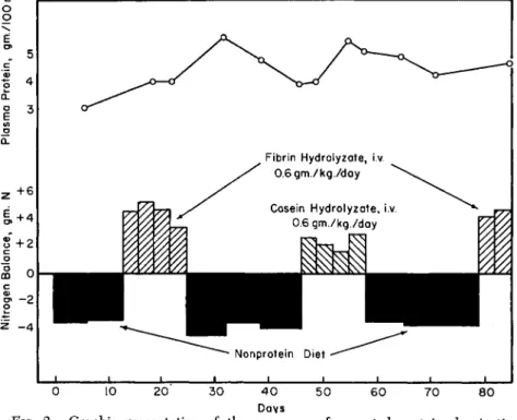 FIG. 2. Graphic presentation of the sequence of repeated protein deprivation  on nonprotein diet and regeneration on massive intravenous therapy