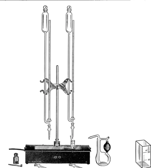 FIG.  7 1 . (Left) Illuminated titration stand assembly, showing cuvette and orange- orange-brown filter plate in place