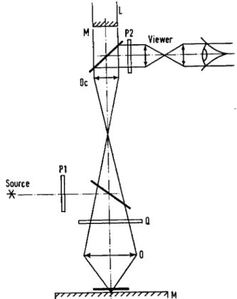 FIG. 2. Diagram of the path of rays in the laser illuminated microscope 
