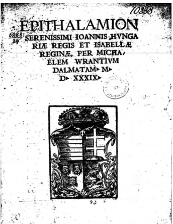 Fig. 1. The frontispiece of the printed edition of Verancius’ poem   (BCzart. sign. XVI