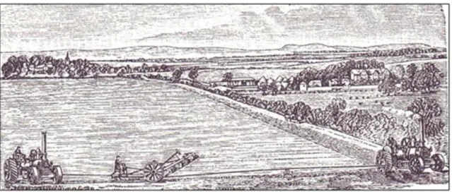 Figure 5 .1 Ploughing with a Fowler-type two steam engines (from RÉZ, 2001)