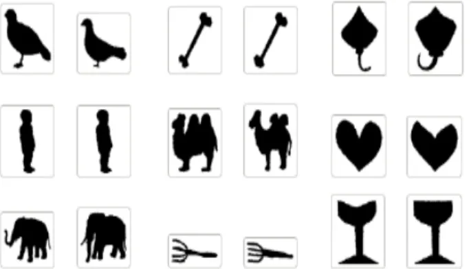 Figure 5. Binary shape images in the training set  representing 9 different shape classes 