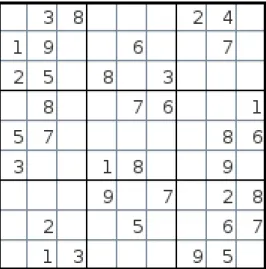 2. ábra – Egy sudoku feladvány, a továbbiakban a példák erre vonatkoznak 