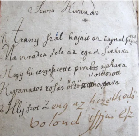 2. kép: Egy „bolond ifjú” verse Maróthi György Arithmetica, vagy számvetésnek mester- mester-sége című művében