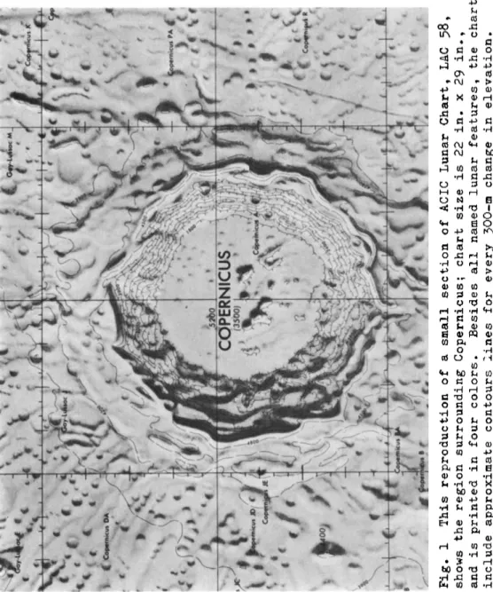 Fig. 1 This reproduction of a small section of ACIC Lunar Chart, LAC 58,  shows the region surrounding Copernicus; chart size is 22 in