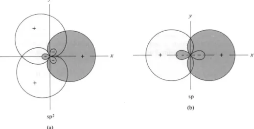 FIG. 16-17. Hybrid orbitals. (a)  s p 2  and (b) sp. 