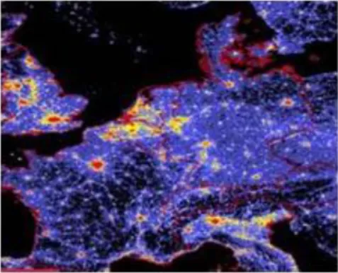 14. ábra Európa fényszennyezettség képe 16