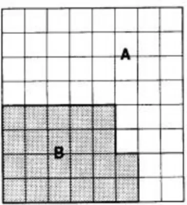9.15. ábra. A poligon területe a cellák megszámlálásával egyszerűen képezhető (Forrás: UNIGIS) A poligon területe egyenlő, a B jelű cellák száma (22) szorozva egy cella területével.