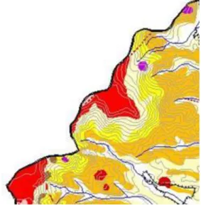 9. ábra: A Cseres-hegység geológiai térképének színkiosztása képernyőmentéssel