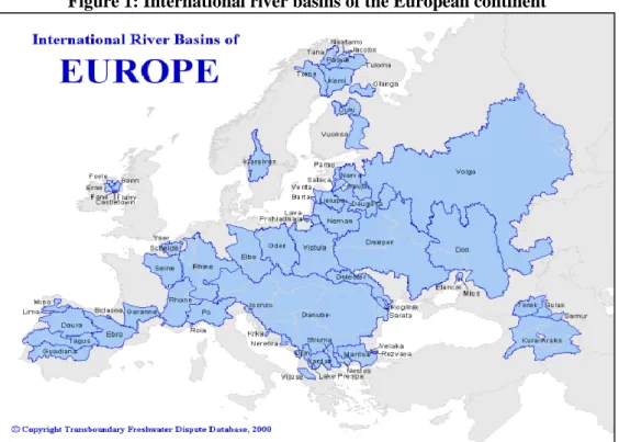 Figure 1: International river basins of the European continent 