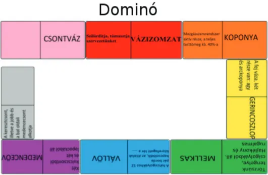 4. ábra. A már tanult fogalmak ismétléséhez készített dominó. 