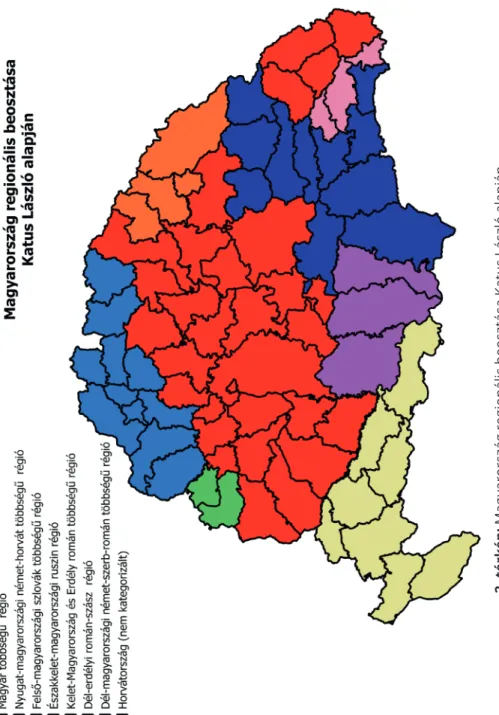 2. térkép: Magyarország regionális beosztása Katus László alapján