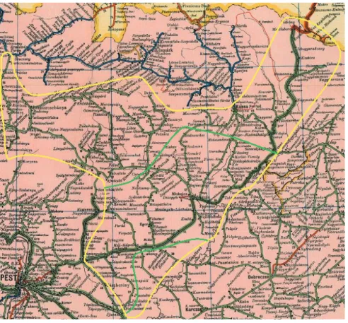 1. kép: A miskolci üzletvezetőség területe 1918–1922.  