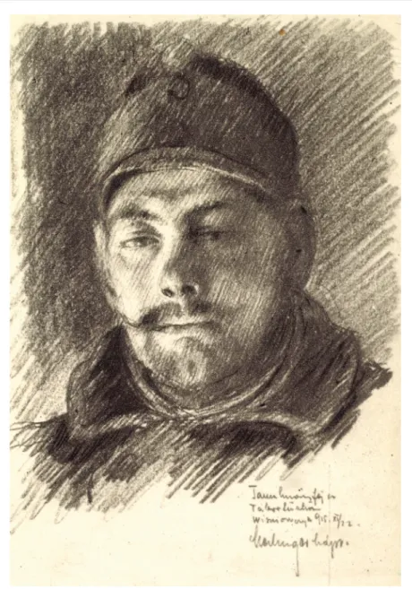 9. kép: Tanulmányfej a Tábortűzhöz, Wisniowczyk, 1915. november 22.