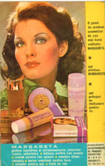 19. kép: Román kozmetikai reklám nőábrázolással  (Forrás: Femeia évkönyv címlapja 1977)