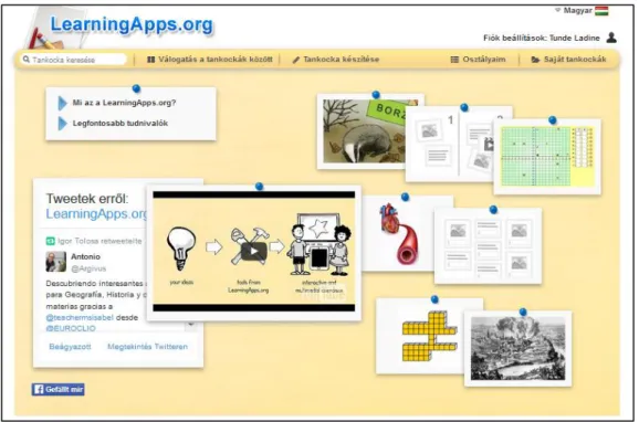 1. ábra. A LearningApps főoldala bejelentkezéssel 