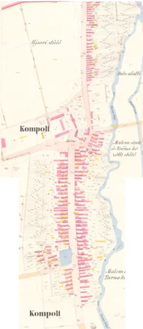 3. ábra: Kompolt kataszteri térképe (1880- (1880-as évek) 22
