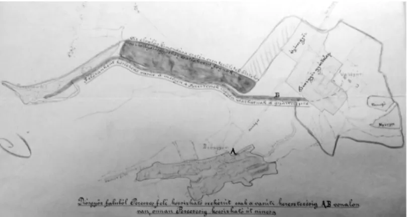 4. ábra: A kialakítandó nagyközség területének térképe Forrás: MNL BAZML IV. 809.b. 8996/1912.