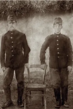 1. kép: Illés Mátyás és katonatársa Pásztón 1915 körül, forrás: a szerző családi fotótára    