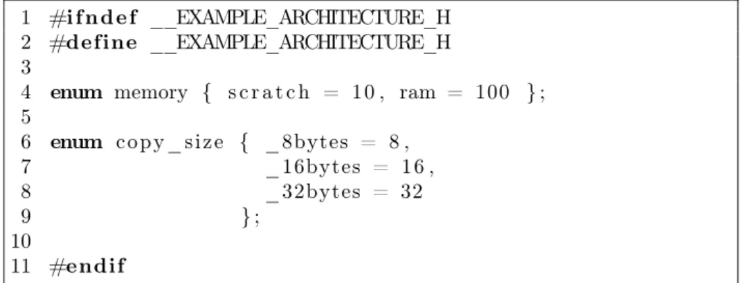 Figure 1: Example memory architecture definition (example_architecture.h)