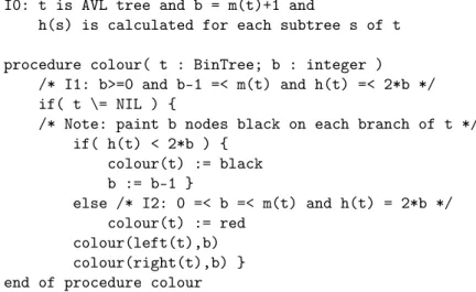 Figure 4: Colouring an AVL tree t as a red-black tree