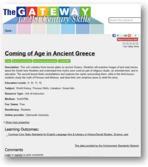 4. ábra:   Órai segédlet metaadatai az ókori Görögország történetének a 