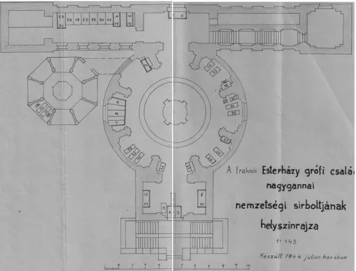 2. ábra A fraknói Esterházy grófi család nagygannai nemzetiségi   sírboltjának helyszinrajza, 1944.