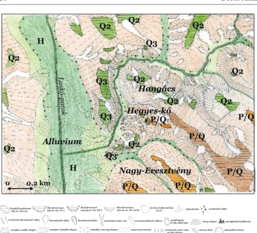 6. ábra: A Hegyes-kő környezetének geomorfológiai térképe (DOBOS 2012) 