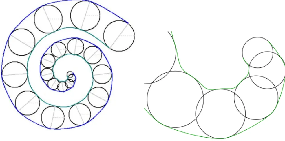Figure 1: Slabaugh’s skinning curves for the series of circles and the zoomed wavy inner part