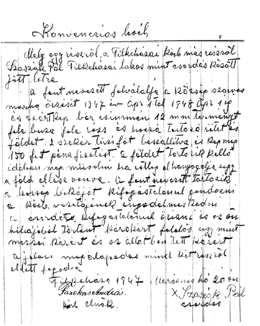 3. kép.  Megállapodás a filkeházi közbirtokosság és a csordás között. 1947.
