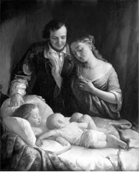 Figure  1.  Spencer, Lilly M. Domestic Happiness (Hush! Don ’t Wake  Them).  1848. Detroit Institute of Árts, Detroit, Michigan