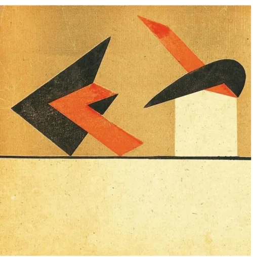 Figure 2. László Péri. Sketch for a three-piece concrete composition. 1923, (detail)  paper, watercolour (Wulf Herzogenrath, Cologne) 