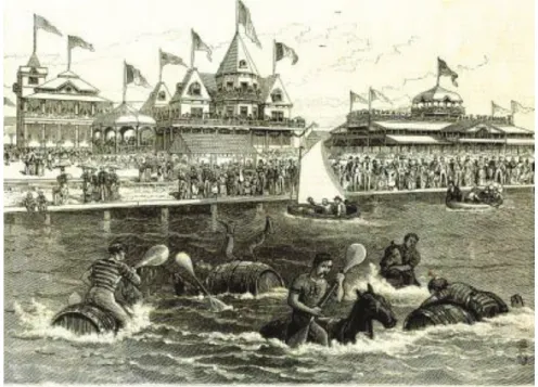 2. kép :  “The POLO race”. Pólóverseny 1881-ből. New Orleans, Louisiana USA./ “The POLO  race.” water polo competition in 1881