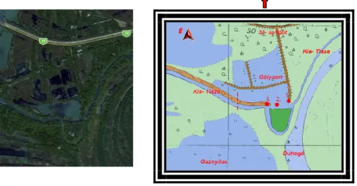 2. ábra. A talaj- és üledékminta vételi helyek a Gólyaorr területén 1:7.500 (1-3. pont),  (GoogleEarth) 