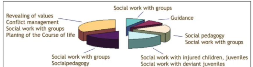 Figure 1: Curriculum subjects relevant for group work in the places of education  involved in the research 