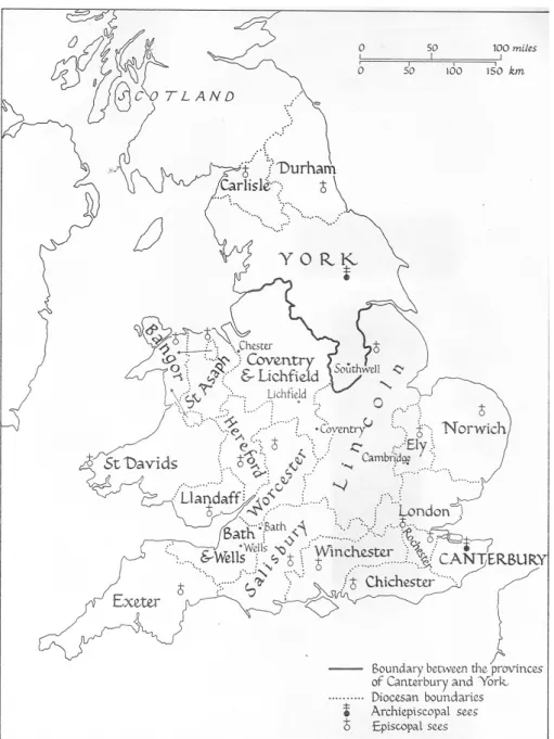 Figure 5. The Pre-Reformation Dioceses of England and Wales (13 th  century)  (The Oxford Illustrated History of Britain) 