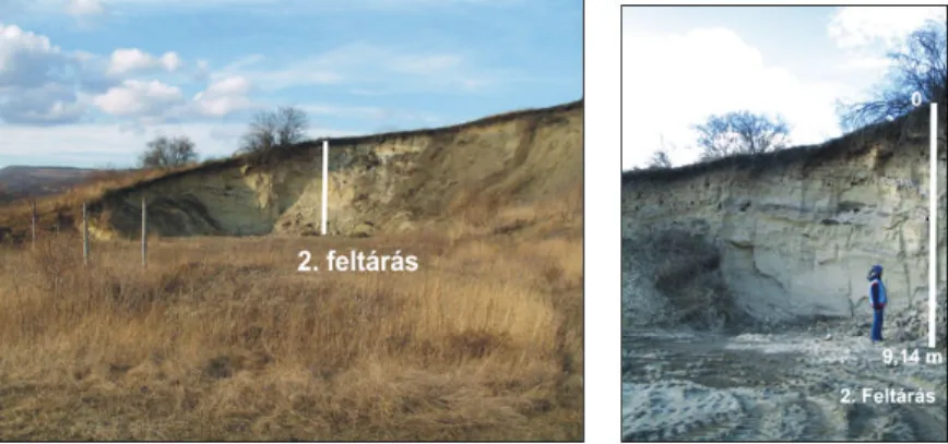 12. ábra: A Tardtól északra fekvő felhagyott homokbánya és a   2. feltárás vizsgált fala 
