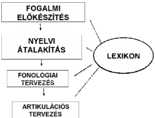 1. ábra: A beszédprodukciós folyamat modellje 