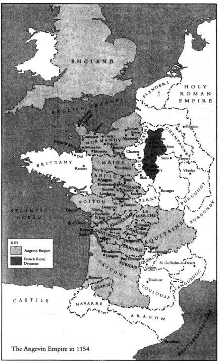 Fig. 1. The Angevin Empire in 1154 (taken from Weir /2000/) 