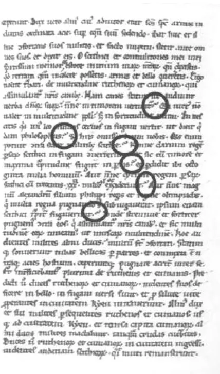 11. ábra: Anonymus Gesta Hungarorumának (XIII. sz. eleje) 5r oldala 