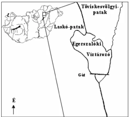 1. ábra: Az Egerszalóki tározó és környékének helyszínrajza (1:15.000). 
