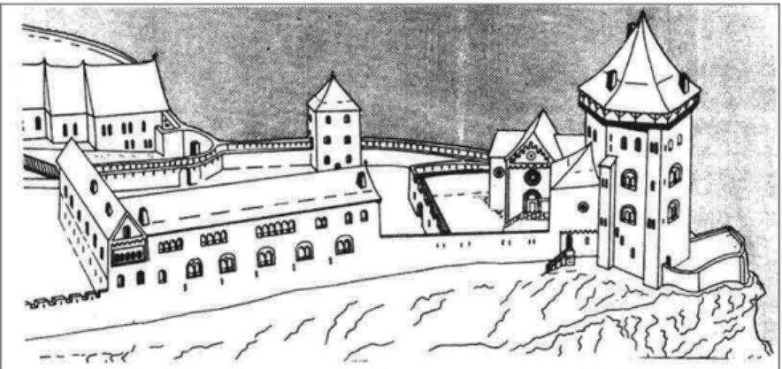 Fig. 5. Artist’s impression of the royal palace of Esztergom at the end of the Twelfth  Century (István Horváth) 