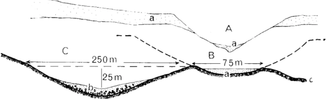 2. ábra: A Bükk hegység területén a Fekete-sár-réten elhelyezkedő Mohos-töbör  és a tőle K-re fekvő fosszilis dolina K—Ny-i metszete 