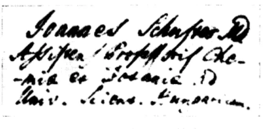 1. kép. Schuster János aláírása (1808) 