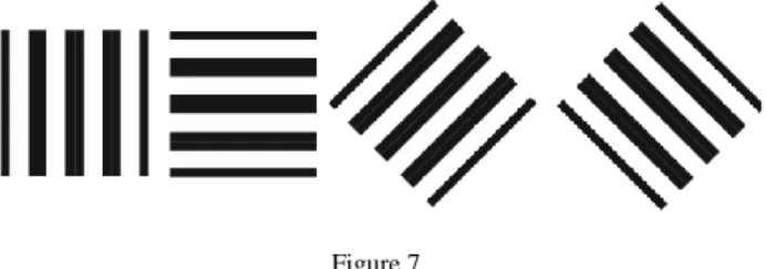 Illustration of a 4 bit gray code sequence. The horizontal patterns are projected onto the targeted  surface sequentially (consecutive codes differ in one bit only)