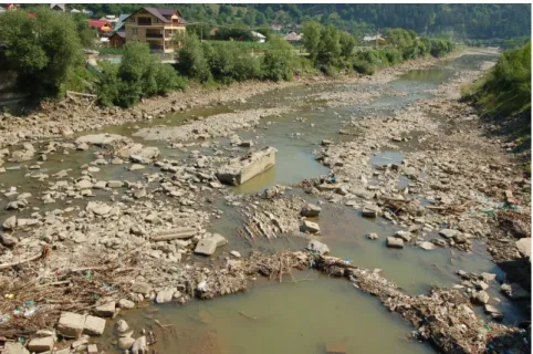 Figure 2. Dried riverbed of deviated Bistrica River in Romania 2011 