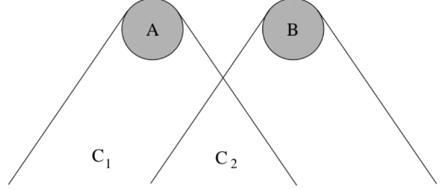 Figure 4.2: Bell's seond gure illustrating loal ausality (1975).