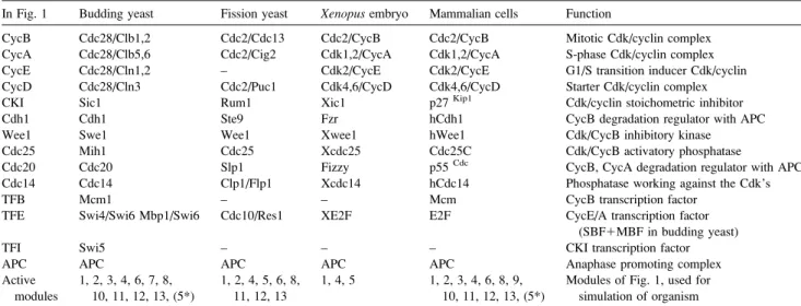 TABLE 1 Protein name conversion table and modules used for each organism